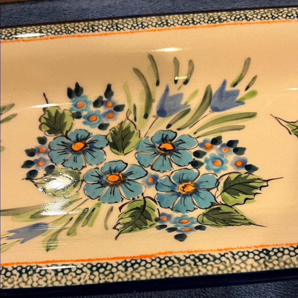 Polish Pottery Floral Bread Tray - Picture 5 of 5